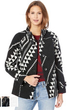 Pendleton Black Mesa Aztec Vergin Wool Blanket Coat Jacket Women Size S