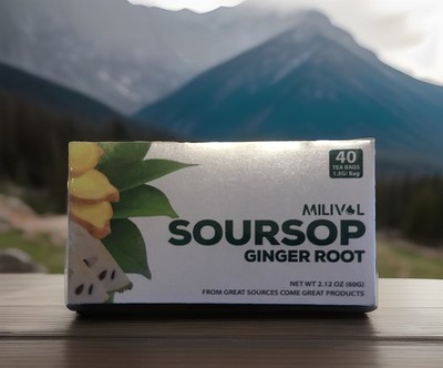 40 Premium Milivol Soursop Ginger Root Leaf Tea Bags, 100% Natural Pure Non GMOs
