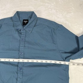 Nuon Slim Fit Blue Teal Mens Medium Long Sleeve Button Down Shirt Cotton Soft 