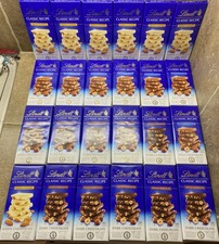 24 BARS Lindt Milk, Dark, White Chocolate Hazelnut, Almond Bars Classic Recipe