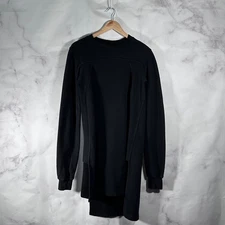 Rick Owens DRKSHDW Black Sweatshirt Long Asymmetrical Crewneck Size S Archive