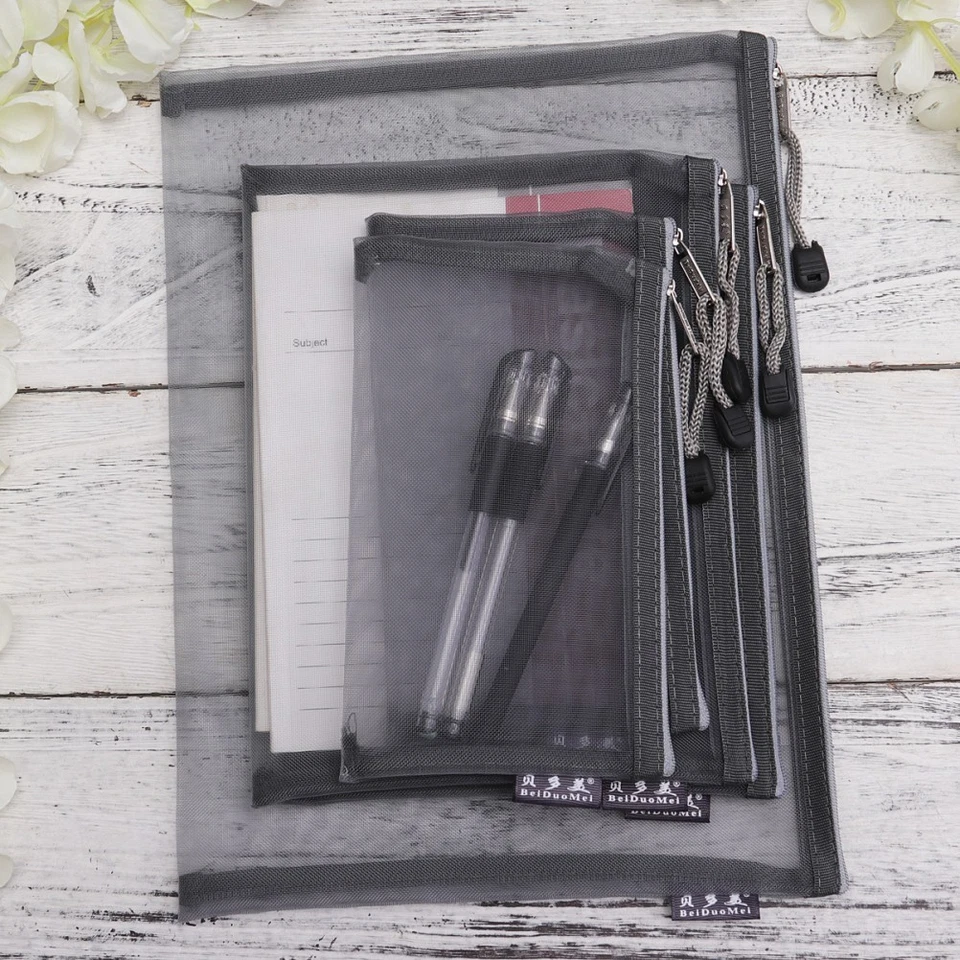 5pcs graues bewegliches Büro-Briefpapier-Beutel-Ineinander greifen-mit