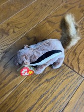 Ty Beanie Babies Chipper The Chipmunk With Tag In Plastic Protector Retired B