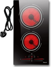 Disaenvir Electric Cooktop in Ceramic Dual Ring, 2 Burner Plug in Portable Elect