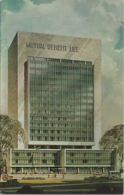 Mutual Benefit Life Insurance Artist Rendering Bus Newark NJ postcard NQ15