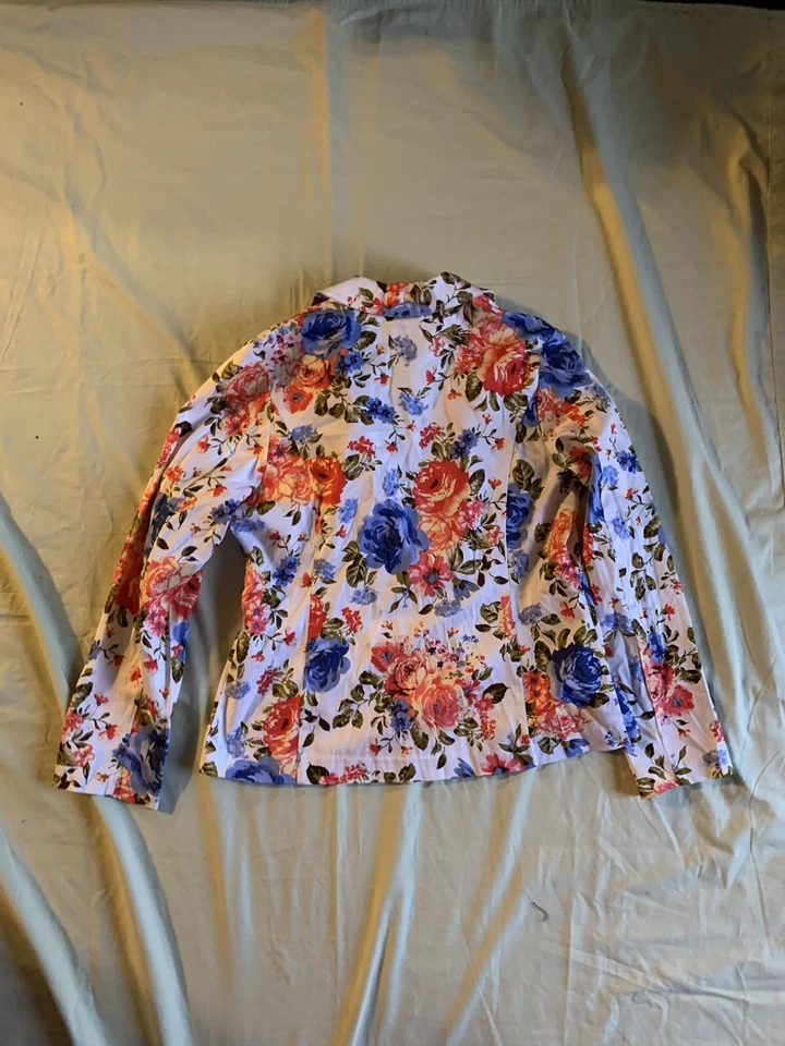 Studio Works Size S Floral Blazer Length 24” Button Cotton Blend - Изображение 3 из 4