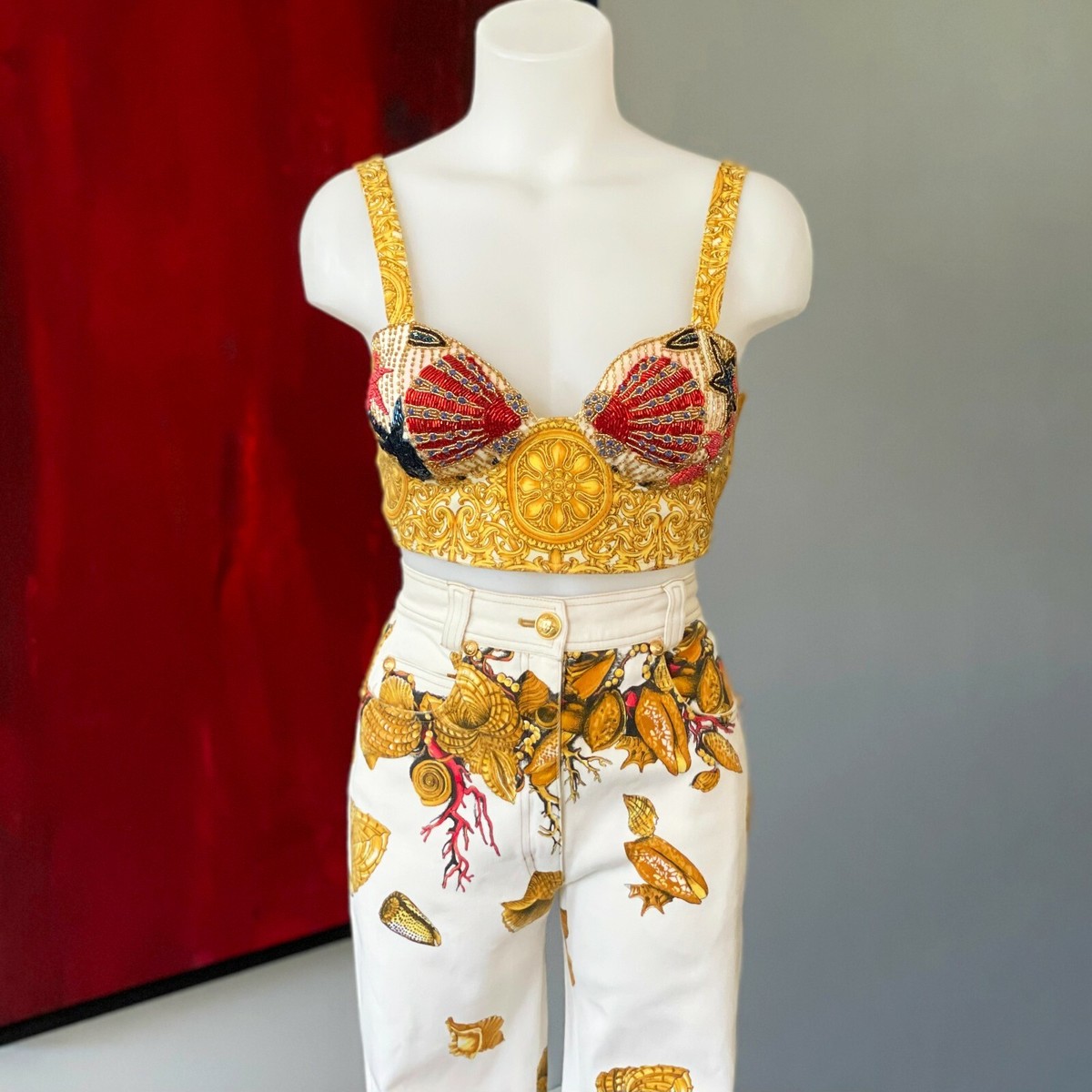 GIANNI VERSACE Bustier Seashell Starfish Baroque beaded size GIANNI VERSACE Bustier Seashell Starfish Baroque beaded size