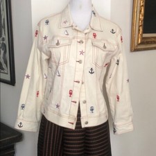 Telluride Clothing Co white denim nautical jacket