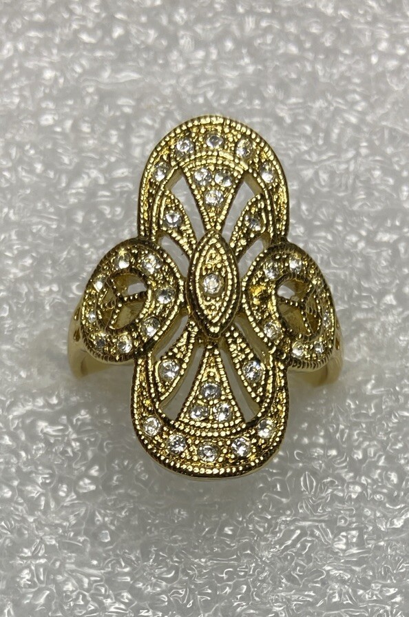 Loree Rodkin Gold Tone Peace Sign Ring LOVE & ROCK Collection Size