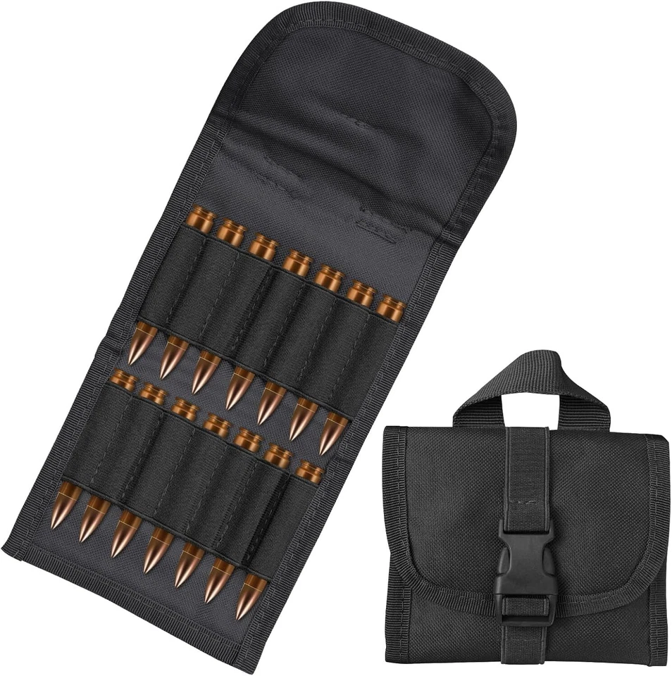 2 Piezas Rifle Táctico 14 Redondo Cartucho Soporte Molle Plegable Munición Portador Bolsa Foto 4 de 4