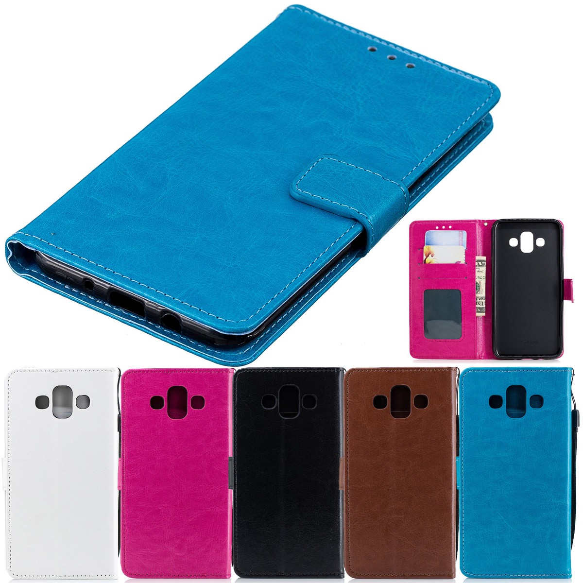 Leather Samsung Galaxy J7 Duo Flip Cover PU Leather Flip Wallet