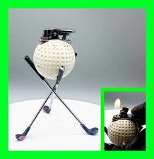 Vintage Mid Century Modern Novelty Pro Golf Ball Table Desk Lighter - Working 