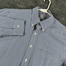 Brooks Brothers Shirt Mens 16 Blue Check Long Sleeve Button Down Regent Fit