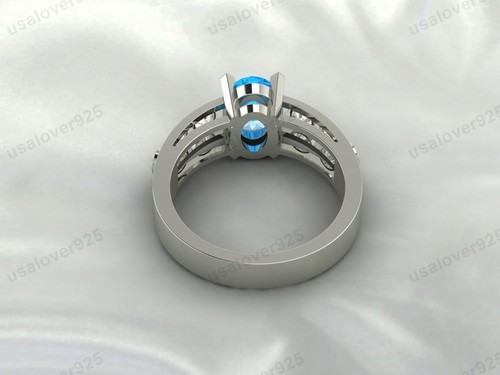 Topaz Oval Stone Women Solitaire Ring, 925 Sterling Silver Handmade Jewelry - Picture 15 of 24