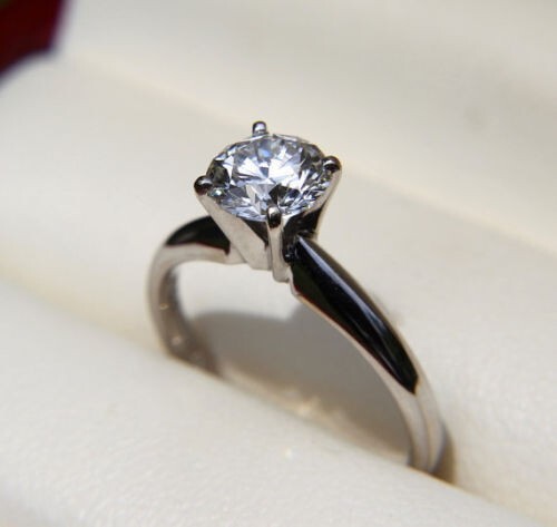 1.00 Ct Round Cut Lab Created Diamond Engagement Wedding Ring 14K White Gold A - Picture 6 of 8