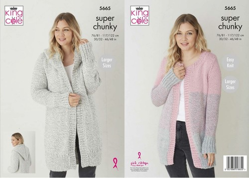 KING COLE Knitting Pattern CHUNKY Women Ladies Plus Jacket 30-48'' -5665