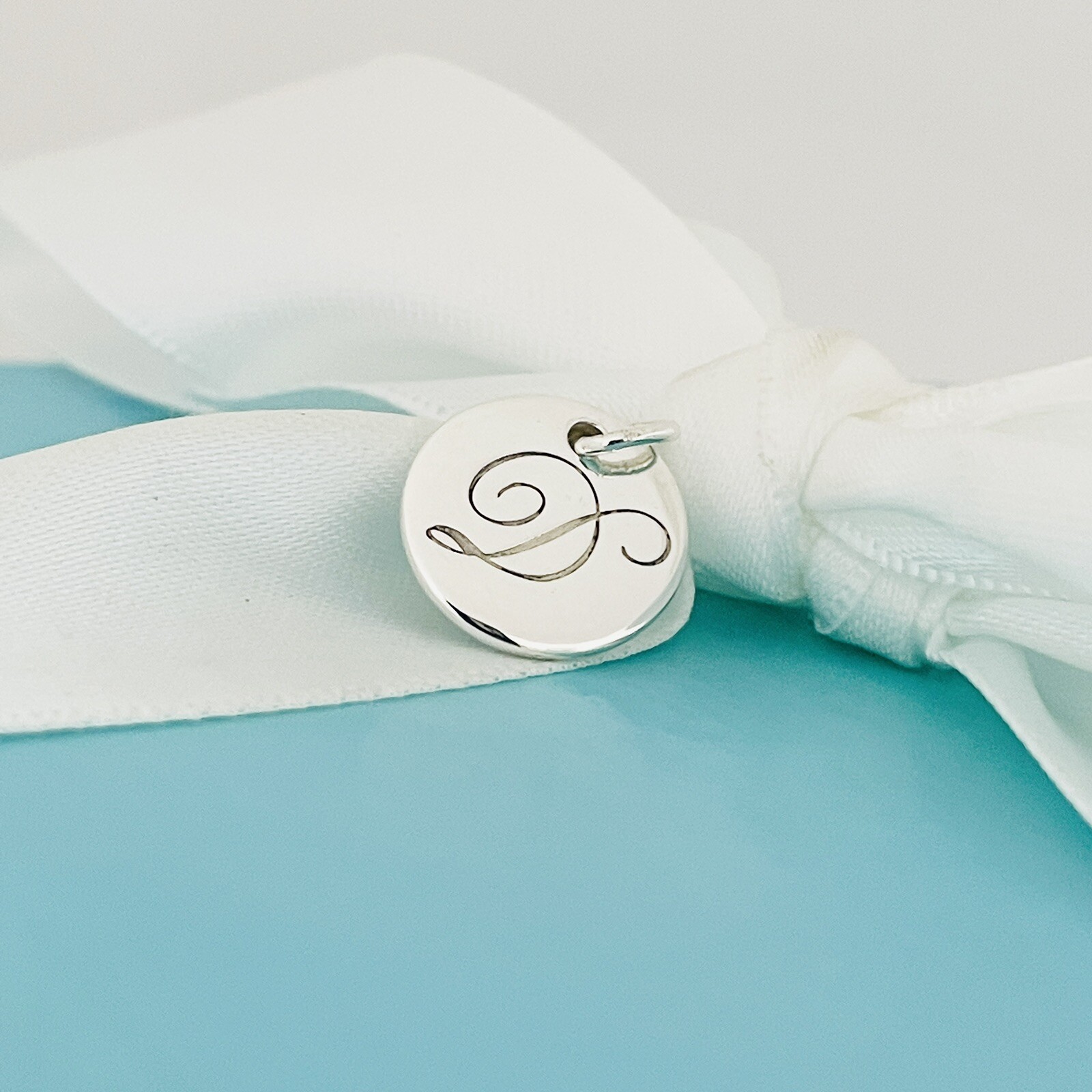 Tiffany Silver Letter D Alphabet Initial Round Circle Notes Charm Pendant