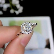 0.65 Ct Round Cut Moissanite Engagement Bridal Ring 14K Solid White Gold Size 8
