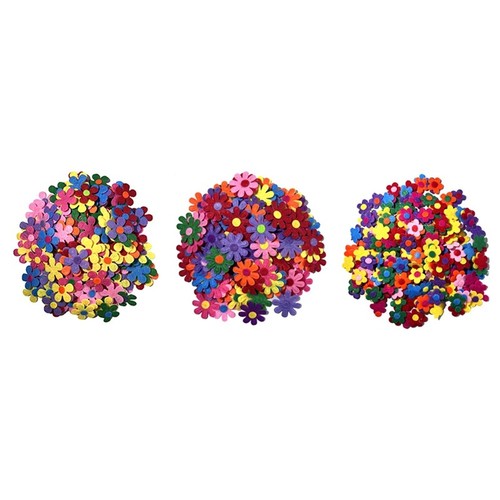 300PCS Non Woven Felt Fabric Flower Wall Stickers for School