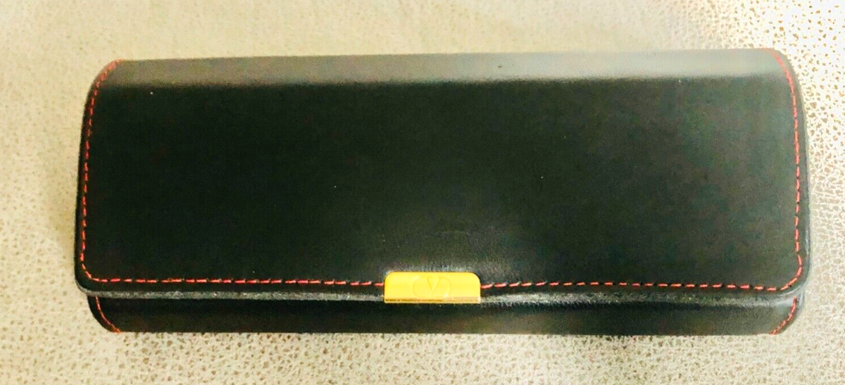 Vintage Valentino Les Lunettes Eyeglasses Case Black Leather  display picture 3