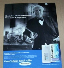2002 print ad page -THOMAS EDISON Mentadent toothpaste dental advertising ADVERT