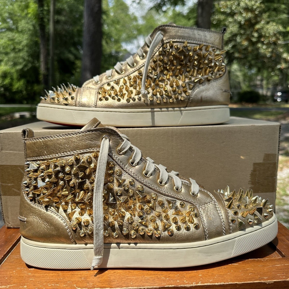 Christian Louboutin スタッズスリッポン pikpik Christian Louboutin Gold Leather Pik Pik Sneakers | eBay