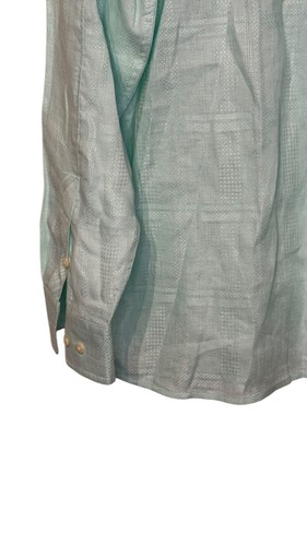 Tommy Bahama Men Shirt 100% Linen Button Up Long Sleeve Pocket Teal Green Large - Picture 8 of 9