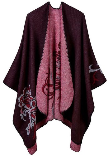 AU STOCK REVERSIBLE WARM OVERSIZE PONCHO BLANKET CAPE COAT SCARE/SHAWL T185 - Picture 2 of 15