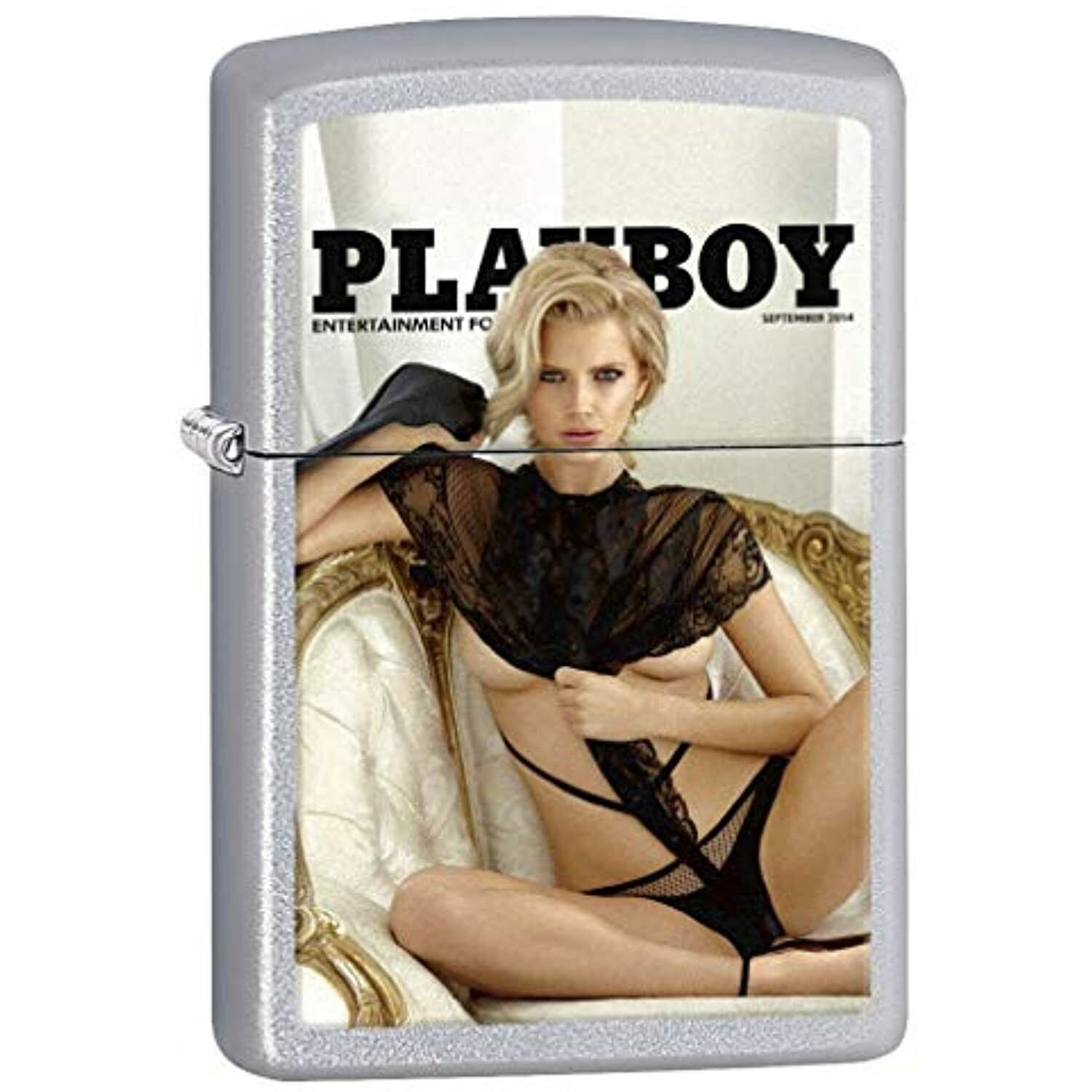 Zippo Lighter: Playboy Cover September 2014 - Satin Chrome 77979