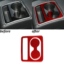 2Pcs Red Carbon Fiber Rear Water Cup Holder Panel Trim For Toyota Camry 2018-24