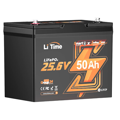 LiTime 24V 50Ah TM Bluetooth LiFePO4 Akku Lithium Batterie mit Low Temp Schutz