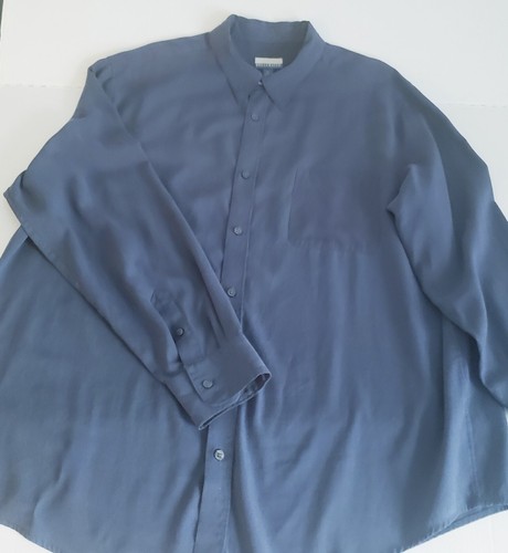 Breakwater Men's Long Sleeve Button Up Shirt Navy Pin Stripe Sz XL Rayon Beach - Picture 11 of 17