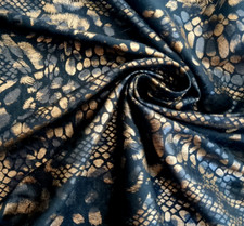 Gold Metallic Python Snake Print Fabric Black 60" BTY Exotic Reptile Costume DIY