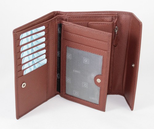 Portafoglio Benthill In Vera Pelle Bovina Con Protezione RFID | 38 Scomparti Carte | Marrone, Formato Verticale 8x11x2 Cm