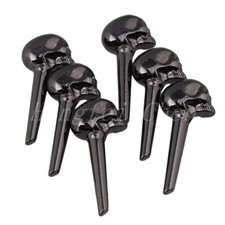 6 x Metal Bridge End Pins Black for Acoustic Guitar Skull Head Design 35x8mm