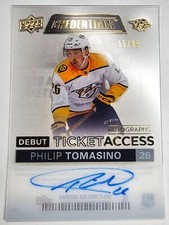 2021-22 UD Credentials Philip Tomasino /99 Auto Clear Cut Debut Ticket Access