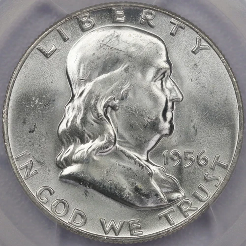 1956 50C Franklin Half Dollar - PCGS MS 64 FBL
