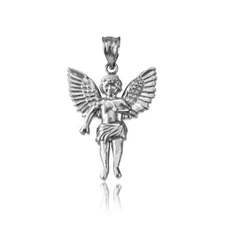 Sterling Silver Cherub Guardian Angel Pendant (Small/Large)