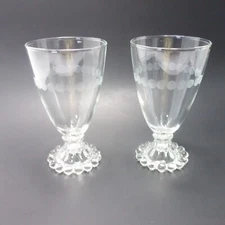 Vtg Anchor Hocking Boopie Water Goblet Glass 5.5” Bubble Footed Dots Set of 2
