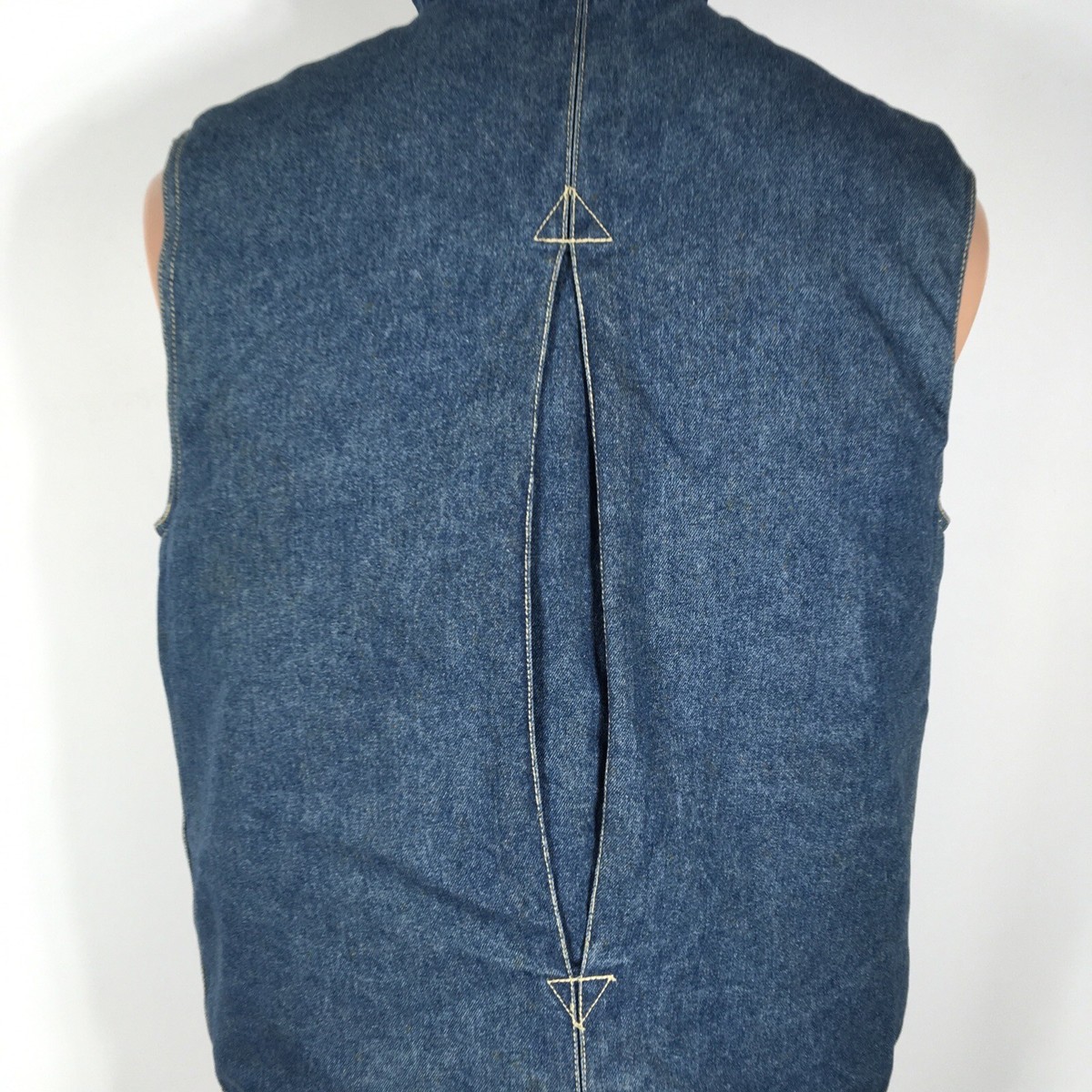 Vintage Eddie Bauer quilted Down Denim Vest Chore Jacket M