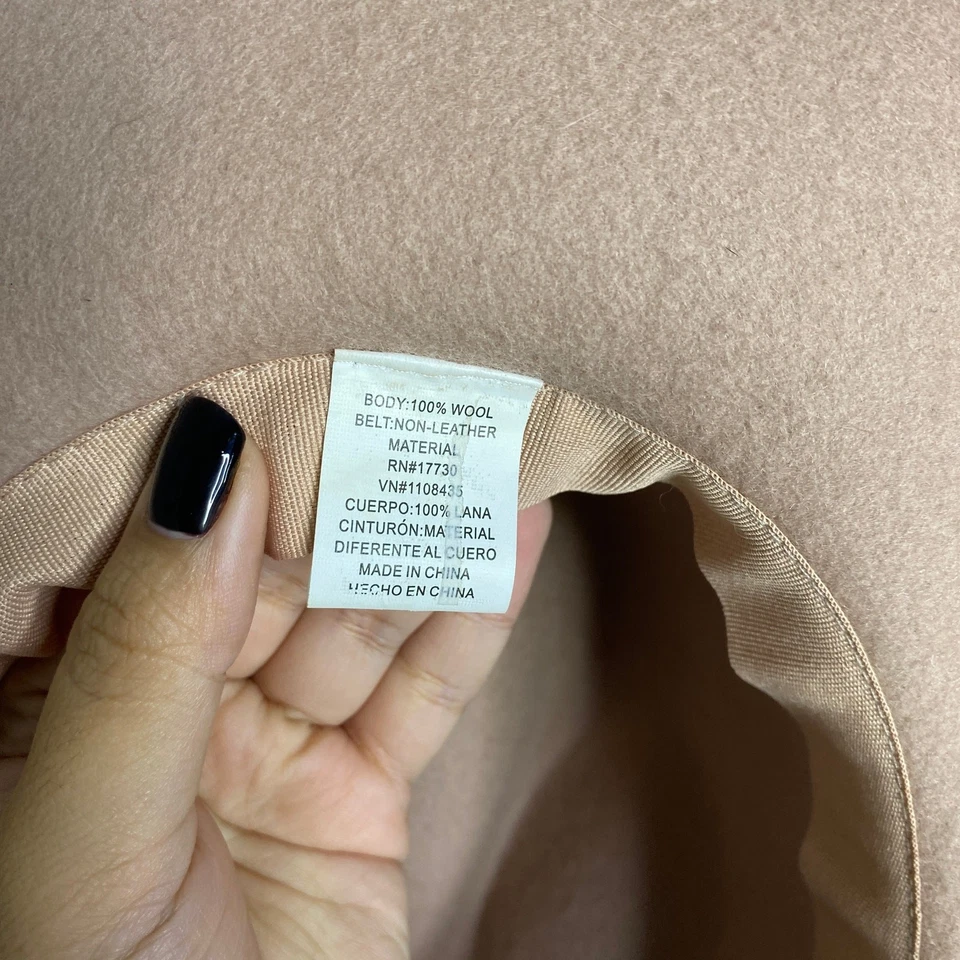 Chapéu de lã marrom aba larga com detalhe de couro sintético sistema operacional - Imagem 3 de 4