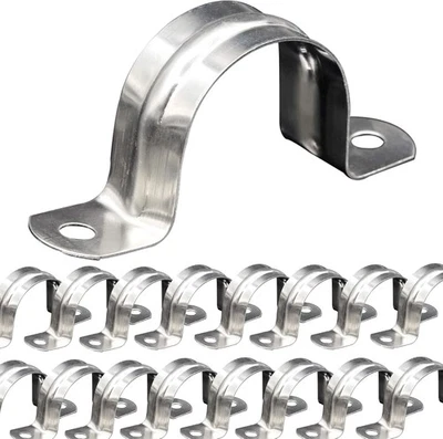MYUBWTF 30Pcs 1-1/2" Stainless Steel Pipe Strap Clamps Two Hole Strap for Conduit Cables