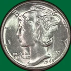 1945 Mercury Dime Brilliant Uncirculated BU Coin #40661