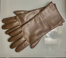 Vintage Long Soft Leather Formal Gloves Chocolate Brown Womens Size Med 26  x9  