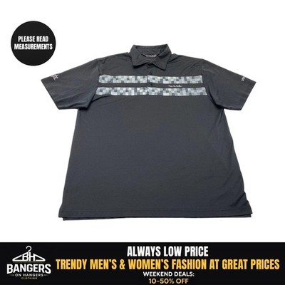 Travis Matthew Golf Polo Shirt Mens XL Black w Gray Green Checks Graphics 8729