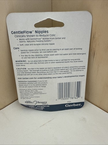 2 Pack Gerber Flow Nipples Fast Flow Silicone Vintage 2005 - Picture 2 of 2