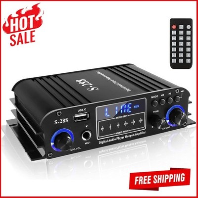 4x50W HIFI Amplifier 1200W Bluetooth Stereo Receiver Remote Microphone AUX USB