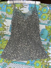 Vtg Victoria  s Secret Sheer Cheetah Chemise Babydoll Large Green Lace Slip Y2K