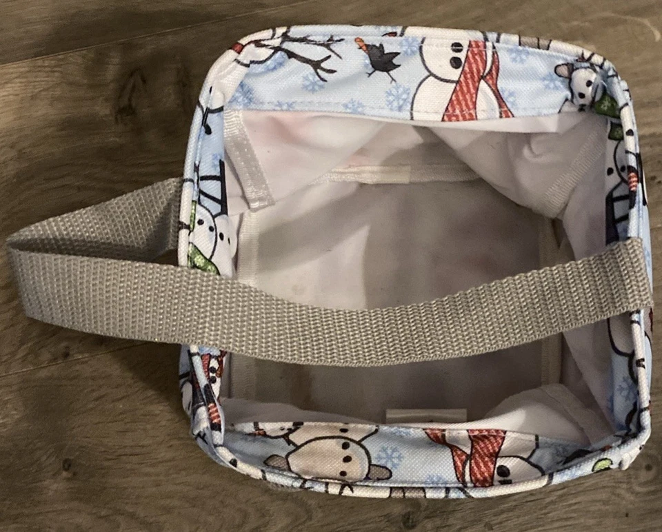 Thirty One Snowman Skiing Holiday Decor Storage Snow Foldable Box 6.5x6.5x5.5” - Image 2 of 4