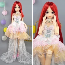 Full Set Red Hair BJD Doll 1/3 Large Girls SD Dolls Princess Dress Clothes Toys